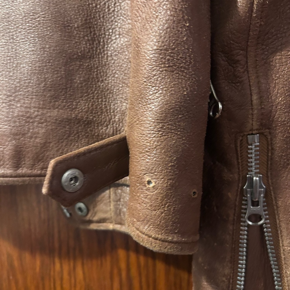 GUC brown leather jacket silk lined - Picture 13 of 15